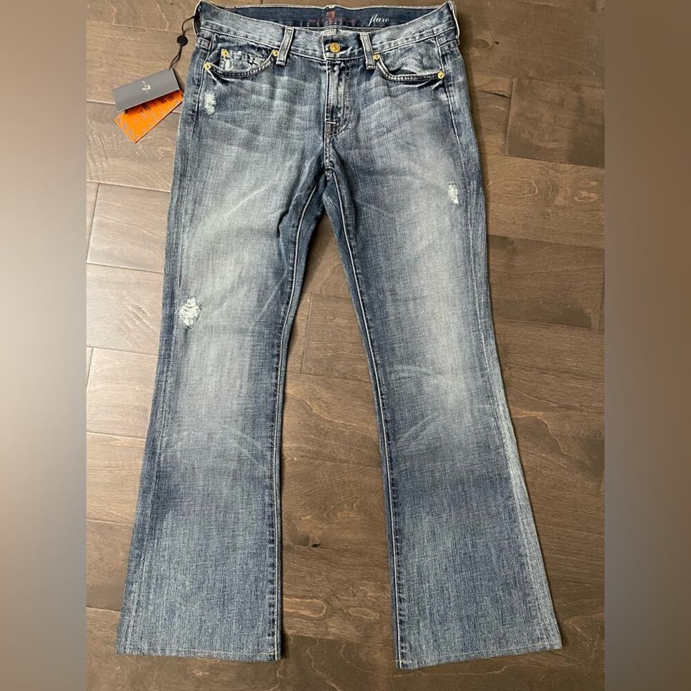 Seven for All Mankind denim jeans flare with bejeweled pockets women size 28